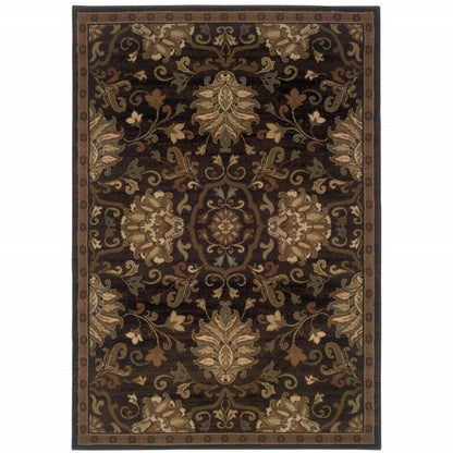 8' X 11' Brown And Beige Oriental Area Rug