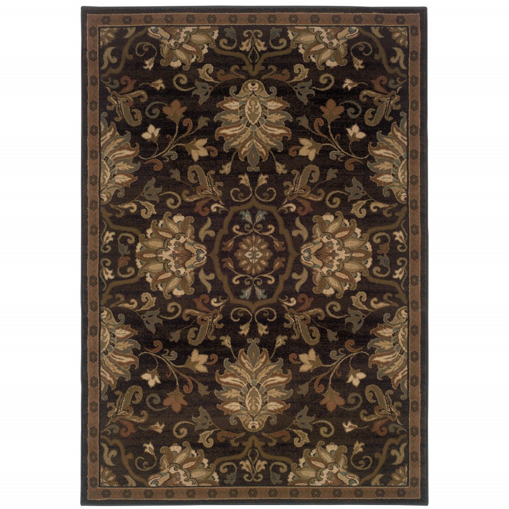8' X 11' Brown And Beige Oriental Area Rug