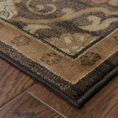 8' X 11' Brown And Beige Oriental Area Rug