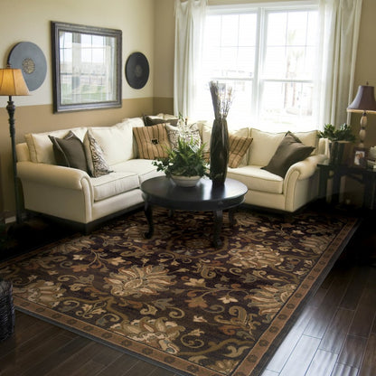 8' X 11' Brown And Beige Oriental Area Rug