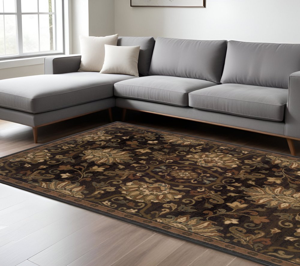 8' X 11' Brown And Beige Oriental Area Rug