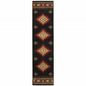 2' X 8' Black Southwestern Power Loom Stain Resistant Runner Rug