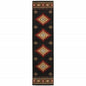 8' Black And Green Southwestern Runner Rug
