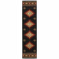 8' Black And Green Southwestern Runner Rug
