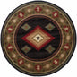 8' Black Round Southwestern Power Loom Stain Resistant Area Rug