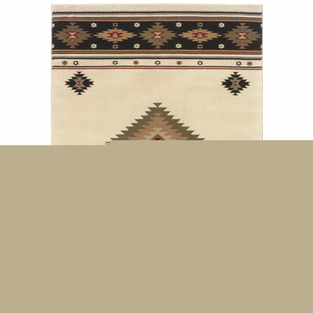2' X 3' Beige Southwestern Power Loom Stain Resistant Area Rug