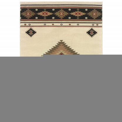 2' X 3' Beige Southwestern Power Loom Stain Resistant Area Rug