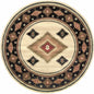8' Beige Round Southwestern Power Loom Stain Resistant Area Rug