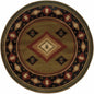 8' Green Round Southwestern Power Loom Stain Resistant Area Rug