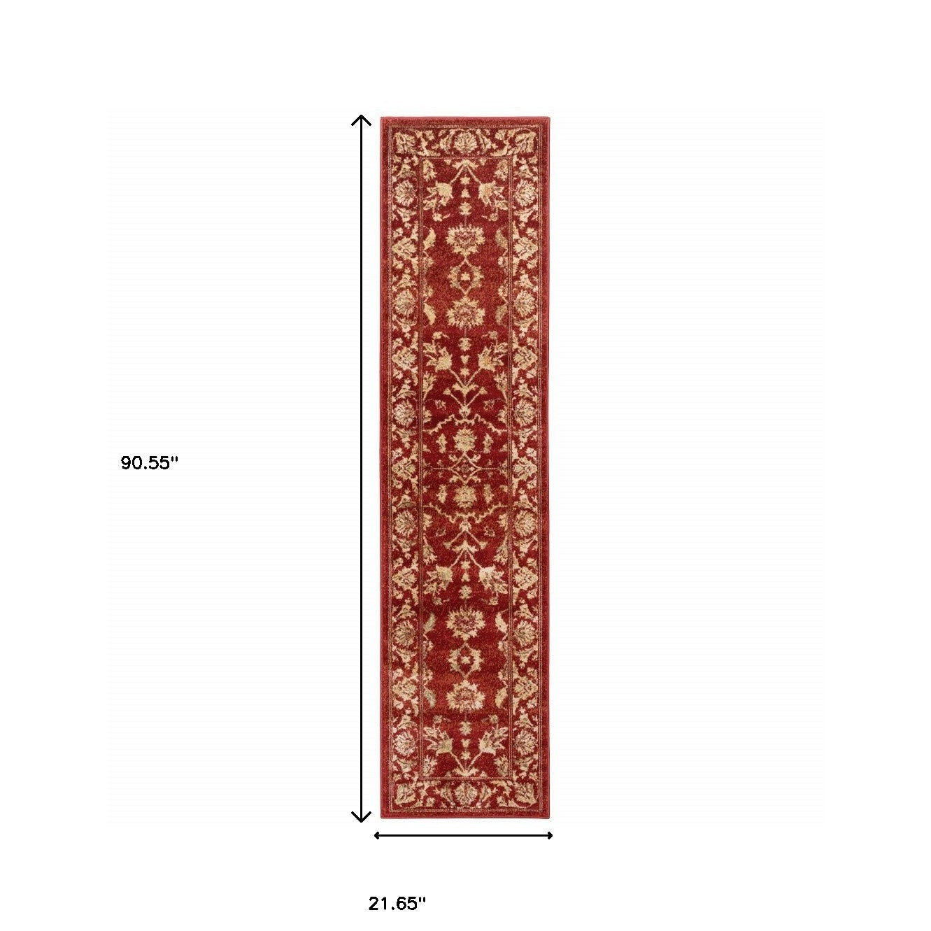 2' X 8' Red And Gold Oriental Power Loom Stain Resistant Runner Rug