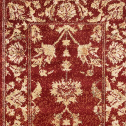 2' X 8' Red And Gold Oriental Power Loom Stain Resistant Runner Rug