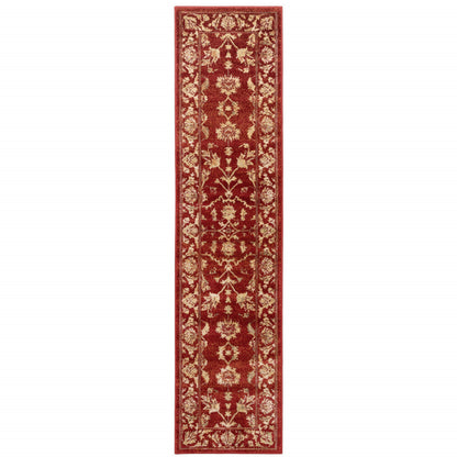 2' X 8' Red And Gold Oriental Power Loom Stain Resistant Runner Rug