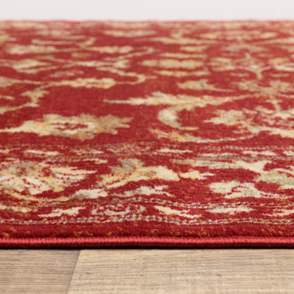 2' X 8' Red And Gold Oriental Power Loom Stain Resistant Runner Rug