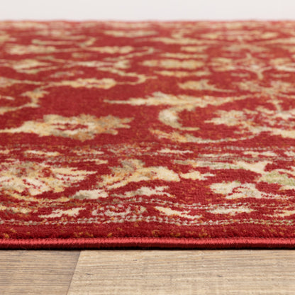 2' X 8' Red And Gold Oriental Power Loom Stain Resistant Runner Rug