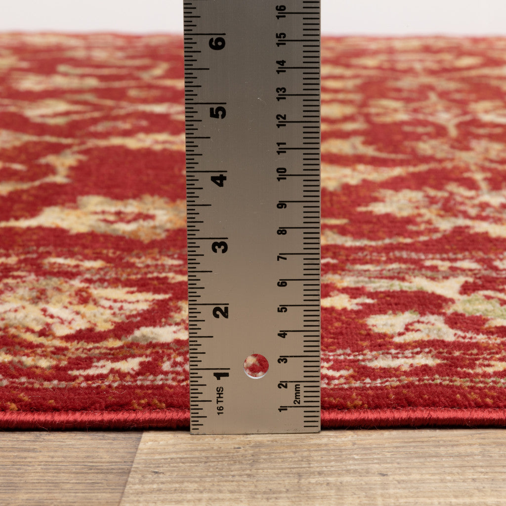 2' X 8' Red And Gold Oriental Power Loom Stain Resistant Runner Rug