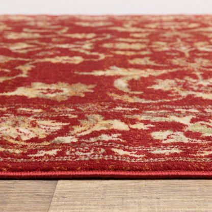 10' X 13' Red And Gold Oriental Power Loom Stain Resistant Area Rug