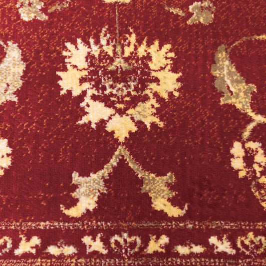 10' X 13' Red And Gold Oriental Power Loom Stain Resistant Area Rug