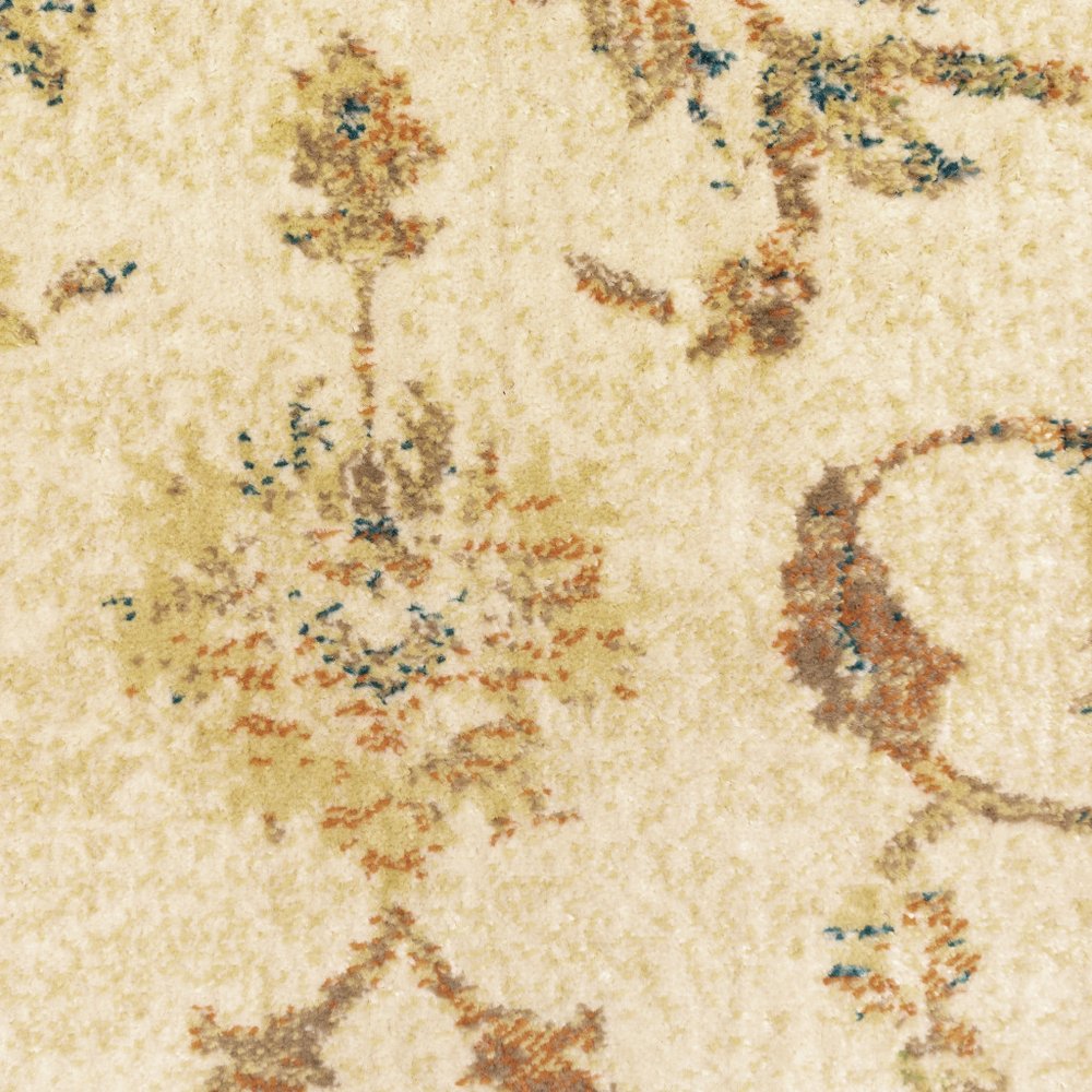 4' X 6' Beige Gold And Teal Oriental Power Loom Stain Resistant Area Rug