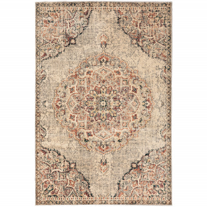 5' X 7' Gray And Brown Oriental Power Loom Area Rug