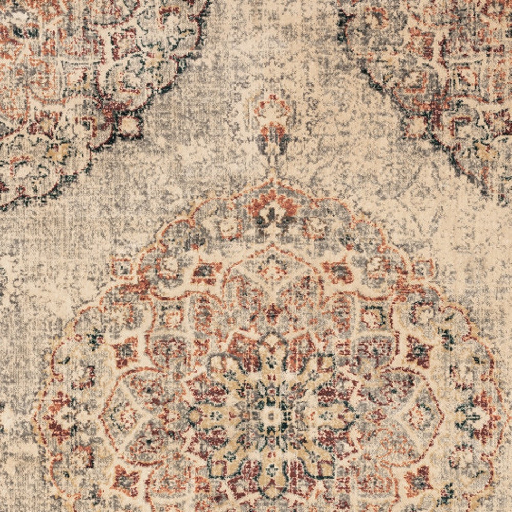 5' X 7' Gray And Brown Oriental Power Loom Area Rug