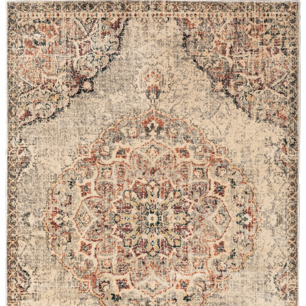 5' X 7' Gray And Brown Oriental Power Loom Area Rug