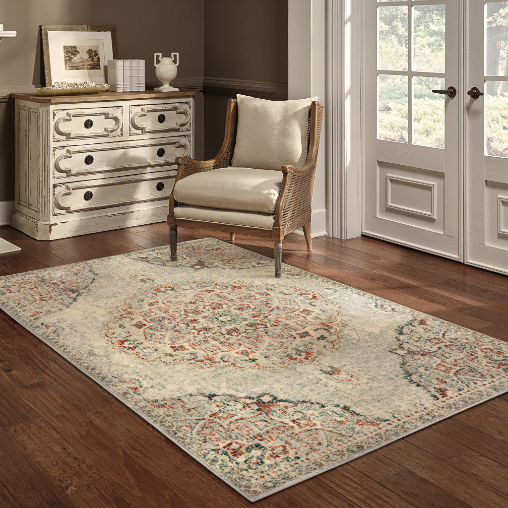 5' X 7' Gray And Brown Oriental Power Loom Area Rug