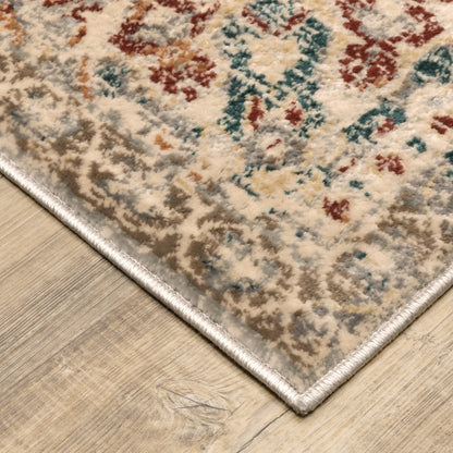 5' X 7' Gray And Brown Oriental Power Loom Area Rug