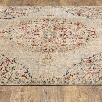 5' X 7' Gray And Brown Oriental Power Loom Area Rug