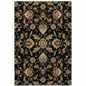 4' X 6' Black Red Green Ivory Salmon And Yellow Floral Power Loom Stain Resistant Area Rug