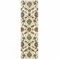 2' X 8' Ivory Floral Power Loom Stain Resistant Runner Rug