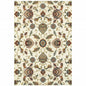 4' X 6' Ivory Green Blue Red Salmon And Yellow Floral Power Loom Stain Resistant Area Rug