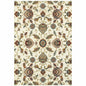 10' X 13' Ivory Green Blue Red Salmon And Yellow Floral Power Loom Stain Resistant Area Rug