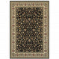 8' X 11' Black And Ivory Oriental Power Loom Stain Resistant Area Rug