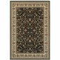 10' X 13' Black And Ivory Oriental Power Loom Stain Resistant Area Rug