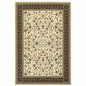 2' X 4' Ivory And Black Oriental Power Loom Stain Resistant Area Rug