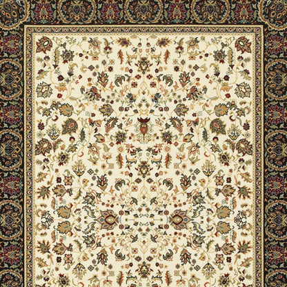 2' X 4' Ivory And Black Oriental Power Loom Stain Resistant Area Rug