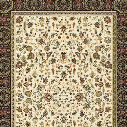 2' X 4' Ivory And Black Oriental Power Loom Stain Resistant Area Rug