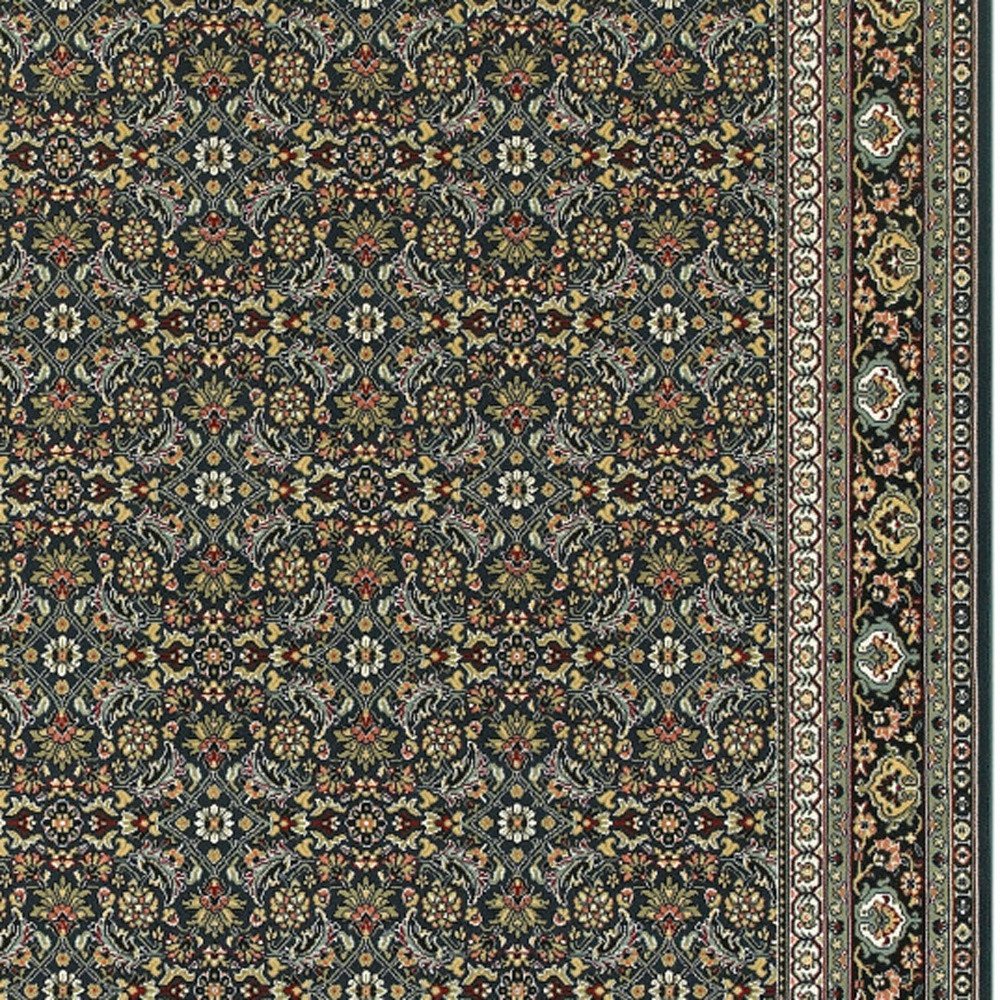 2' X 4' Navy Blue Oriental Power Loom Stain Resistant Area Rug