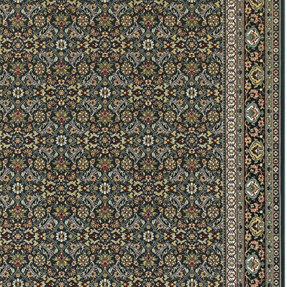 2' X 4' Navy Blue Oriental Power Loom Stain Resistant Area Rug