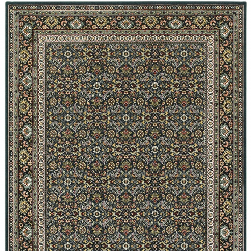 2' X 4' Navy Blue Oriental Power Loom Stain Resistant Area Rug