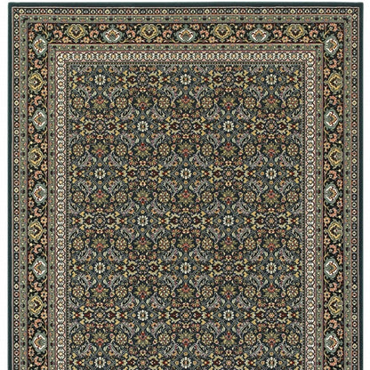 2' X 4' Navy Blue Oriental Power Loom Stain Resistant Area Rug