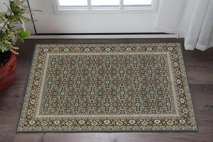 2' X 4' Navy Blue Oriental Power Loom Stain Resistant Area Rug