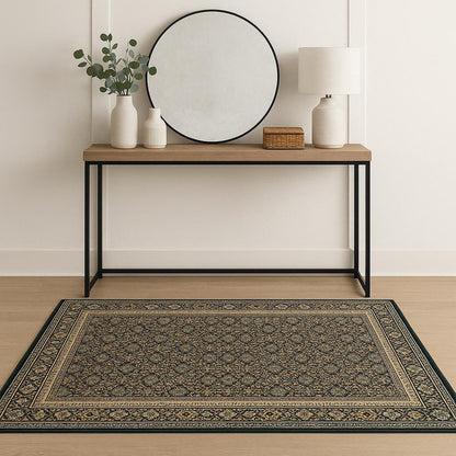 4' X 6' Blue and Green Oriental Power Loom Area Rug