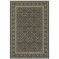 8' X 11' Navy Blue Green Red Ivory And Yellow Oriental Power Loom Stain Resistant Area Rug