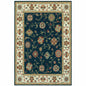 5' X 8' Navy And Ivory Oriental Power Loom Stain Resistant Area Rug