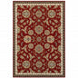 2' X 4' Red Black Blue Ivory Green And Salmon Oriental Power Loom Stain Resistant Area Rug