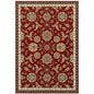 10' X 13' Red Black Blue Ivory Green And Salmon Oriental Power Loom Stain Resistant Area Rug