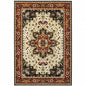 8' X 11' Red And Ivory Oriental Power Loom Stain Resistant Area Rug