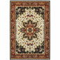 8' X 11' Red And Ivory Oriental Power Loom Stain Resistant Area Rug