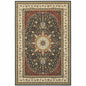 10' X 13' Navy And Ivory Oriental Power Loom Stain Resistant Area Rug